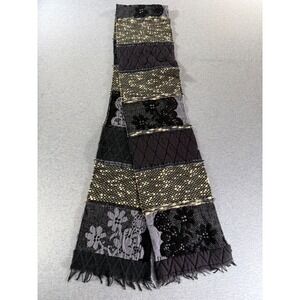 Guillaume de Mons Paris Patchwork Scarf Mixed Media Boucle Lace Black Grey